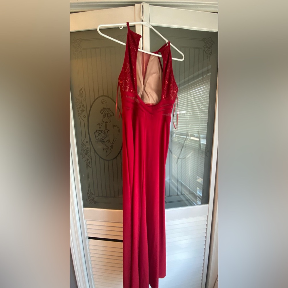 Nightway red dress with split